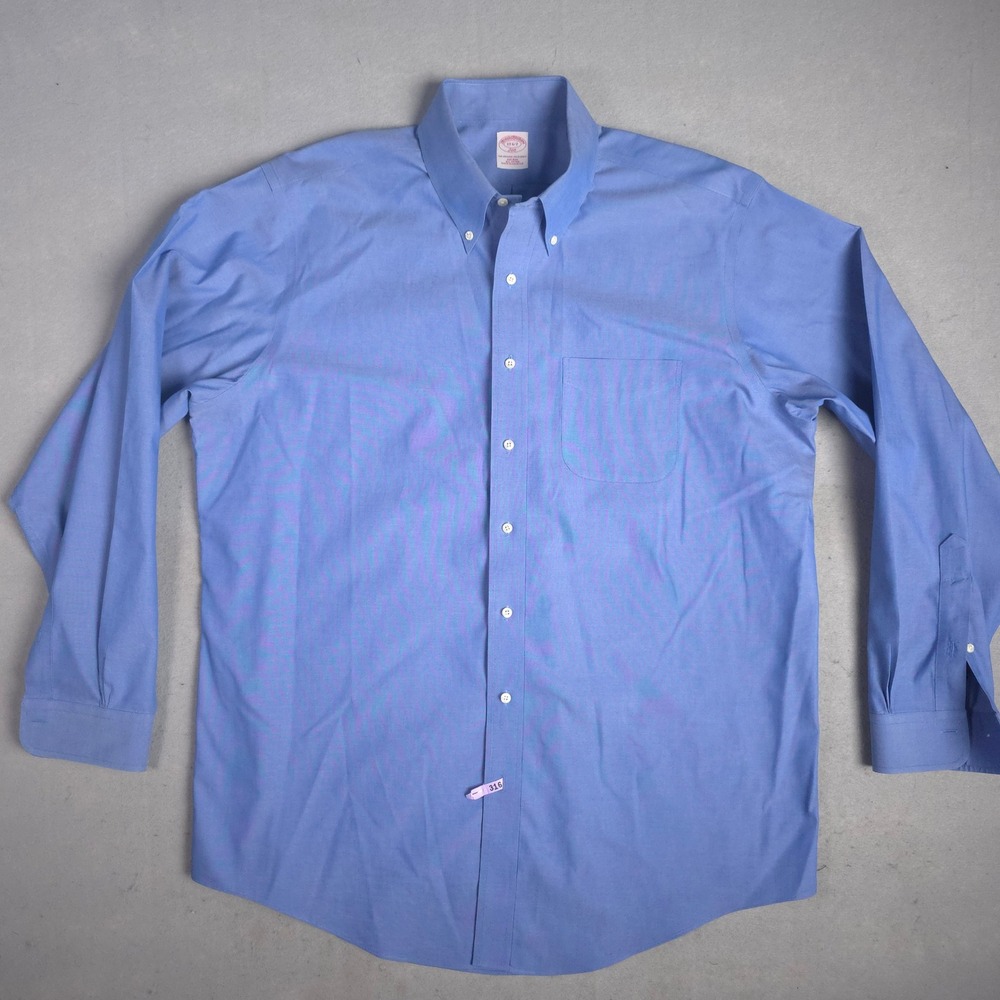 Brooks Brothers‎ Original Polo Shirt Mens 17 6/7 Blue Button Down Long Sleeve